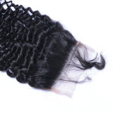 Deep Curly 4x4 Virgin Human Hair Natural Black Transparent Closure