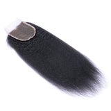 Kinky Straight 4x4 Virgin Human Hair Natural Black Transparent Closure