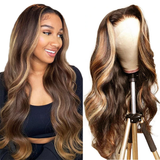 #4/27  Highlight Honey Blonde 13x4  Transparent Frontal Lace Wig Body Wave Color Wig