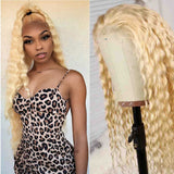 #613 Deep Wave 4x4  Transparent Closure Lace Wig 180% Density