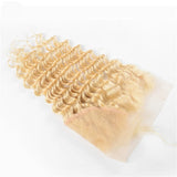 #613 Deep Wave 13x4 Human Hair Blonde Transparent Frontal