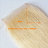 #613 Straight 4x4 Human Hair Blonde Transparent Closure