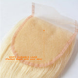 #613 Straight 4x4 Human Hair Blonde Transparent Closure