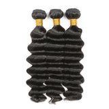 3 Bundle Deals Deep Wave Virgin Human Hair Natural Black