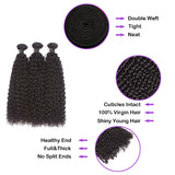 3 Bundle Deals Kinky Curly Virgin Human Hair Natural Black