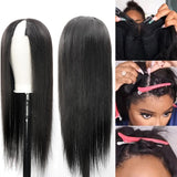 Straight #1B Natural Black V Part Wigs 100% Virgin Human Hair 180% Density