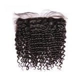 3 Bundle Deals With 13*4 Transparent Frontal Deep Curly Virgin Human Hair Natural Black