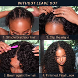 Deep Wave #1B Natural Black V Part Wigs 100% Virgin Human Hair 180% Density