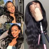 Body Wave Full Frontal 13*4 Transparent Lace Wig Natural Black