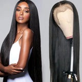 Straight Full Frontal 13*4 Transparent Lace Wig Natural Black