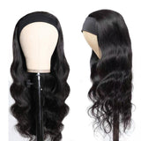 Body Wave Glueless Headband Wig Natural Black 180% Density