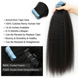 Kinky Straight Virgin Human Hair  Tape In Natural Black (20pcs/50grams)