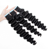 Loose Deep Wave Virgin Human Hair  Tape In Natural Black (20pcs/50grams)