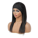 Straight Glueless Headband Wig Natural Black 180% Density