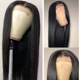 180% Density Straight 4x4  Transparent Closure Lace Wig Natural Black